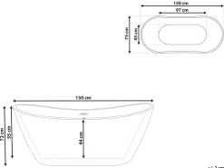 Badewanne Freistehend Rot Oval 150 X 75 Cm Antigua
