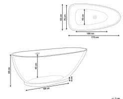 Badewanne Freistehend Rot Oval 170 X 80 Cm Guiana