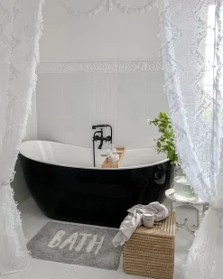 Badewanne Freistehend Schwarz Oval 180 X 78 Cm Antigua