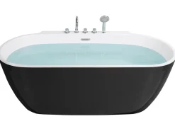 Badewanne Freistehend Schwarz Mit Armatur Oval 170 X 80 Cm Rotso