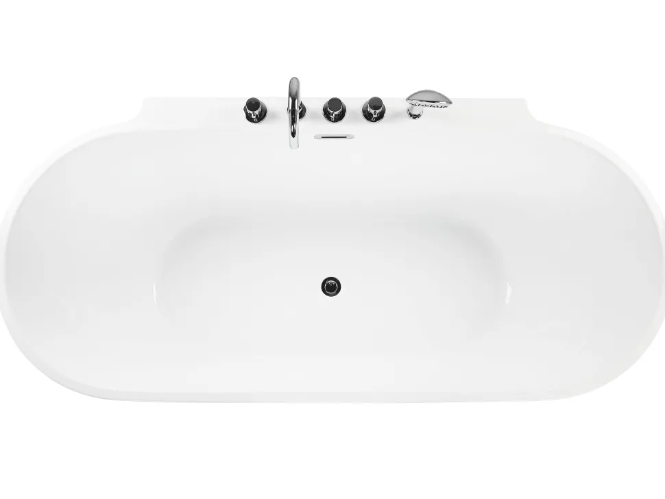 Badewanne Freistehend Schwarz Mit Armatur Oval 170 X 80 Cm Rotso