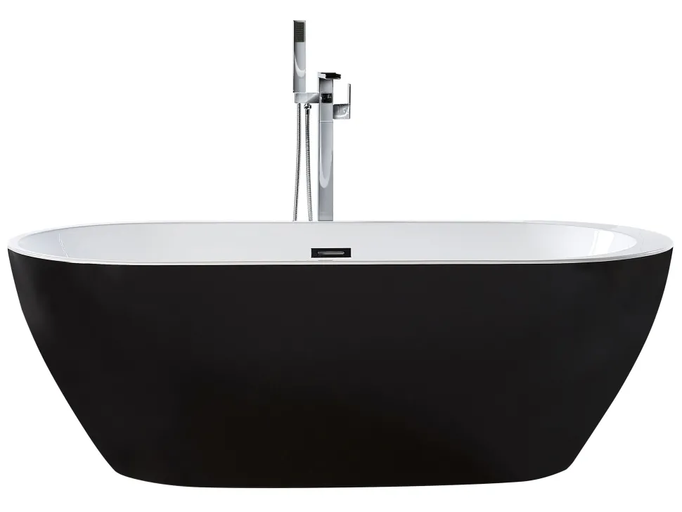 Badewanne Freistehend Schwarz Oval 150 X 75 Cm Nevis