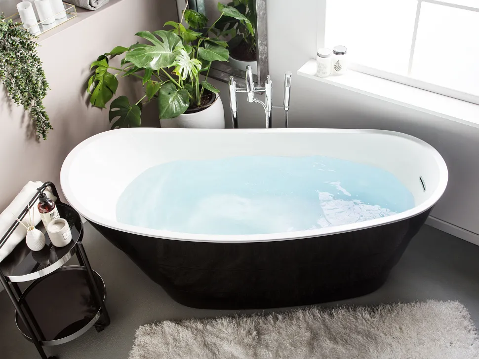 Badewanne Freistehend Schwarz Oval 170 X 73 Cm Buenavista