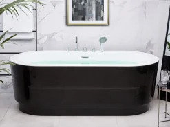 Badewanne Freistehend Schwarz Mit Armatur Oval 170 X 80 Cm Empresa