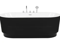 Badewanne Freistehend Schwarz Mit Armatur Oval 170 X 80 Cm Empresa