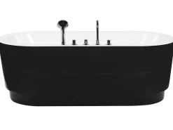 Badewanne Freistehend Schwarz Mit Armatur Oval 170 X 80 Cm Empresa