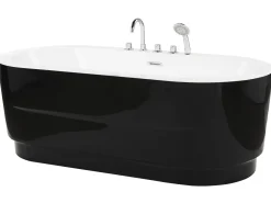 Badewanne Freistehend Schwarz Mit Armatur Oval 170 X 80 Cm Empresa