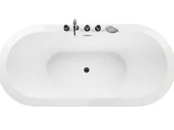 Badewanne Freistehend Schwarz Mit Armatur Oval 170 X 80 Cm Empresa