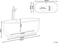 Badewanne Freistehend Silber Oval 170 X 80 Cm Pinel