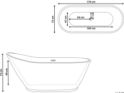 Badewanne Freistehend Weis Oval 170 X 75 Cm Londrina