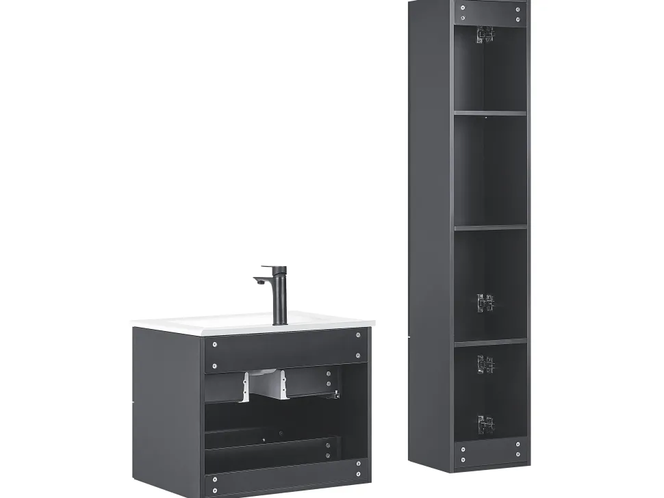 Badmobel Set 3-Teilig Schwarz Tudela