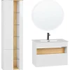 Badmobel Set 3-Teilig Weis / Heller Holzfarbton Figueres