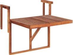 Balkonhangetisch Akazienholz Hohenverstellbar 60 X 40 Cm Dunkelbraun Udine