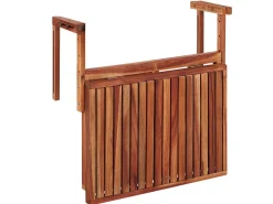 Balkonhangetisch Akazienholz Hohenverstellbar 60 X 40 Cm Dunkelbraun Udine