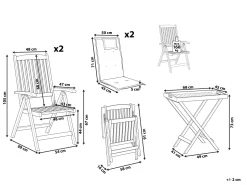 Balkonset Akazienholz Dunkelbraun Verstellbar Auflagen Graphitgrau Toscana