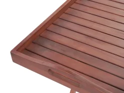 Balkonset Akazienholz Dunkelbraun Verstellbar Auflagen Cremeweis Toscana