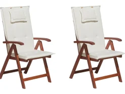 Balkonset Akazienholz Dunkelbraun Verstellbar Auflagen Cremeweis Toscana