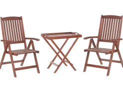 Balkonset Akazienholz Dunkelbraun Verstellbar Auflagen Cremeweis Toscana