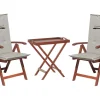 Balkonset Akazienholz Dunkelbraun Verstellbar Auflagen Grau-Beige Toscana