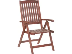 Balkonset Akazienholz Dunkelbraun Verstellbar Auflagen Grau-Beige Toscana