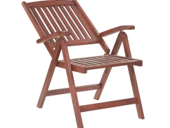 Balkonset Akazienholz Dunkelbraun Verstellbar Auflagen Grau-Beige Toscana