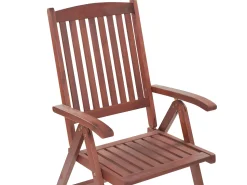 Balkonset Akazienholz Dunkelbraun Verstellbar Auflagen Grau-Beige Toscana