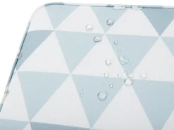 Balkonset Akazienholz Hellbraun Auflagen Dreiecke Blau / Weis Fiji