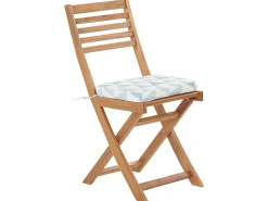 Balkonset Akazienholz Hellbraun Auflagen Dreiecke Blau / Weis Fiji