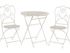 Balkonset Beige 2 Stühle Klapptisch Metall Trieste