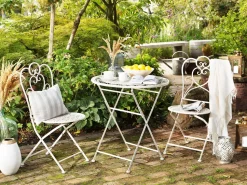 Balkonset Beige 2 Stühle Klapptisch Metall Trieste
