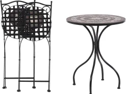 Balkonset Eisen Schwarz Mosaik Zusammenklappbar Cariati