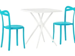 Balkonset Kunststoff Weis / Blau 2 Stühle Sersale / Camogli