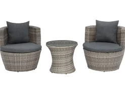 Balkonset Rattan Grau 2-Sitzer Auflagen Grau Capri