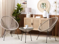 Balkonset Rattan Hellgrau Acapulco Ii