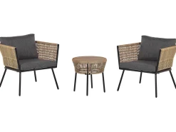 Balkonset Rattan Naturlich Auflagen Grau Gargano