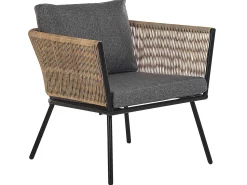 Balkonset Rattan Naturlich Auflagen Grau Gargano