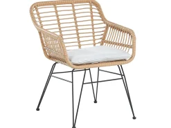 Balkonset Rattan Naturlich 2 Stühle Auflagen Hellgrau Trestina