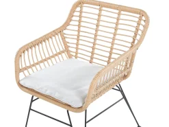 Balkonset Rattan Naturlich 2 Stühle Auflagen Hellgrau Trestina