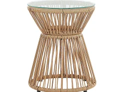 Balkonset Rattan Naturlich 2 Stühle Auflagen Hellgrau Trestina