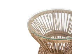 Balkonset Rattan Naturlich 2 Stühle Auflagen Hellgrau Trestina