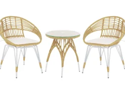 Balkonset Rattan Naturlich Auflagen Beige Pellaro