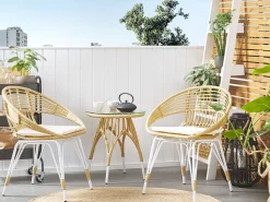 Balkonset Rattan Naturlich Auflagen Beige Pellaro