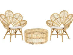 Balkonset Rattan Naturlich 2-Sitzer Auflagen Beige Florentine / Limni