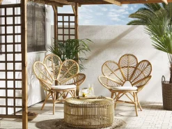 Balkonset Rattan Naturlich 2-Sitzer Auflagen Beige Florentine / Limni