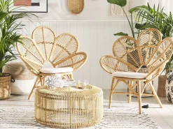 Balkonset Rattan Naturlich 2-Sitzer Auflagen Beige Florentine / Limni