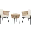 Balkonset Rattan Naturlich Auflagen Hellbeige Gargano