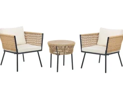 Balkonset Rattan Naturlich Auflagen Hellbeige Gargano