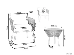 Balkonset Rattan Naturlich Auflagen Hellbeige Gargano