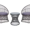 Balkonset Rattan Taupe Auflagen Dunkelgrau Mesyna