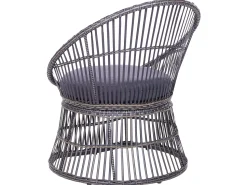 Balkonset Rattan Taupe Auflagen Dunkelgrau Mesyna